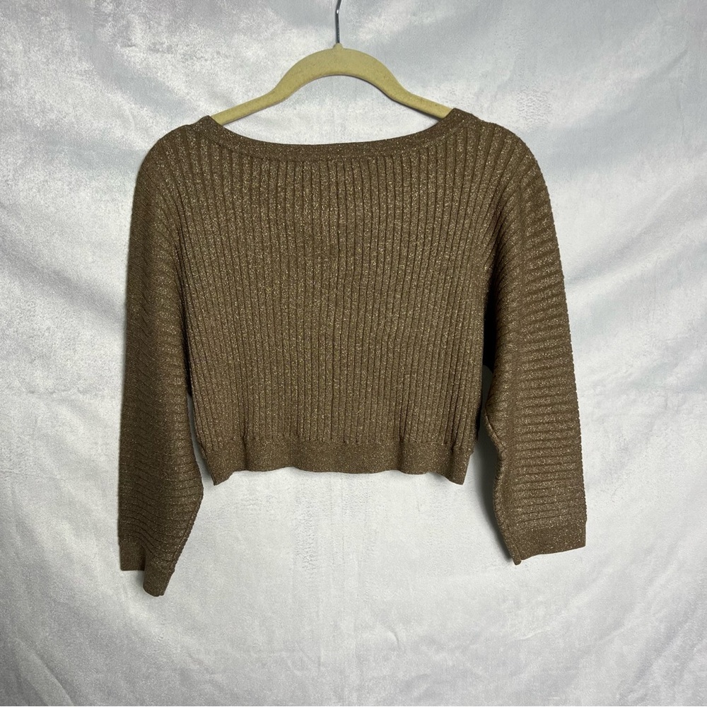 BCBG Metallic Cropped Ribbed Sweater - Picture 8 of 8